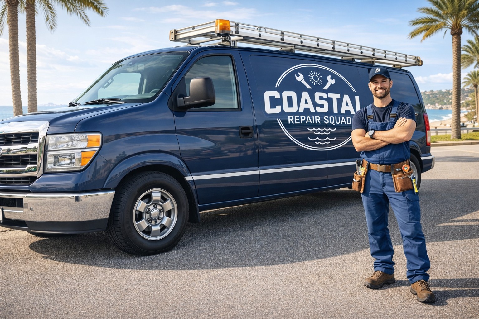 Coastal Repair Squad service van and technician